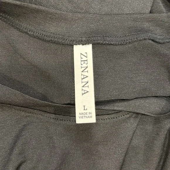 Zenana Side Slit Long Sleeve Top Womens Size Large Black Thumb Hole Detail - Picture 9 of 11